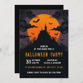 Halloween House, Moon, Bat, Night Party Einladung (Vorne/Hinten)