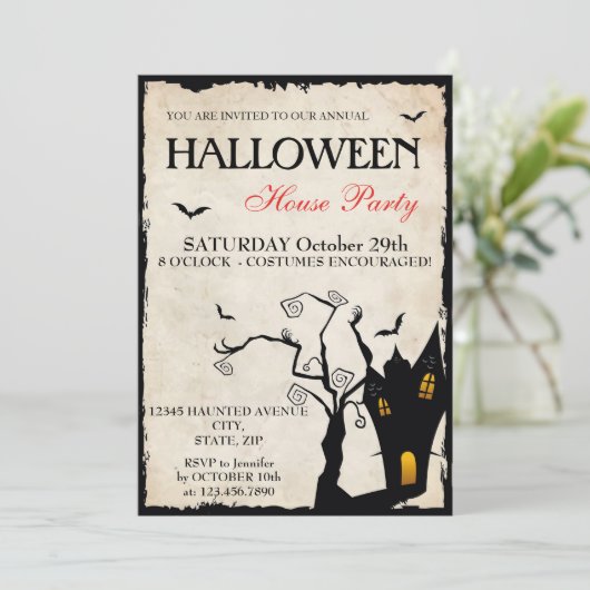 Halloween House-Party Einladung (Stehend Vorderseite)