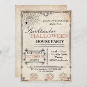 Halloween House-Party Einladung (Vorne/Hinten)