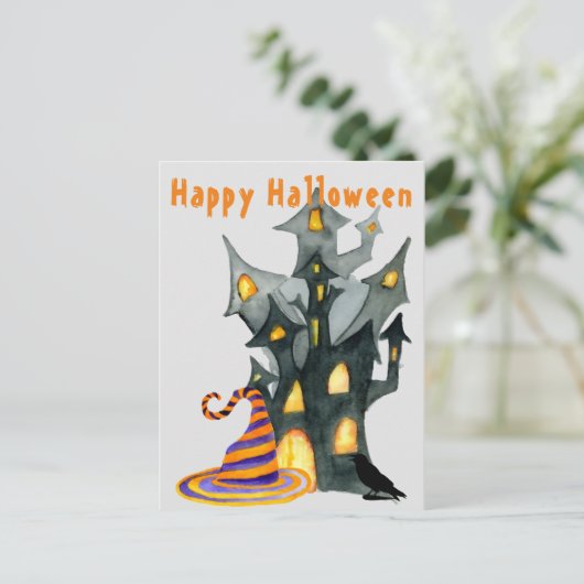 Halloween House Postkarte (Stehend Vorderseite)