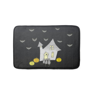 Halloween House, Schwarze Katzen, Fledermäuse, Kür Badematte