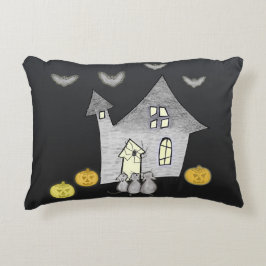 Halloween House, Schwarze Katzen, Fledermäuse, Kür Dekokissen