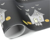 Halloween House, Schwarze Katzen, Fledermäuse, Kür Geschenkpapier (Rolleneckpunkt)