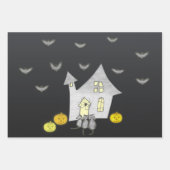Halloween House, Schwarze Katzen, Fledermäuse, Kür Geschenkpapier Set (Vorderseite 3)