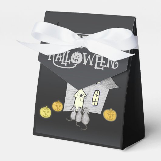 Halloween House, Schwarze Katzen, Fledermäuse, Kür Geschenkschachtel (Vorderseite)