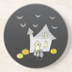 Halloween House, Schwarze Katzen, Fledermäuse, Kür Getränkeuntersetzer
