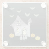 Halloween House, Schwarze Katzen, Fledermäuse, Kür Glasuntersetzer (Rückseite)