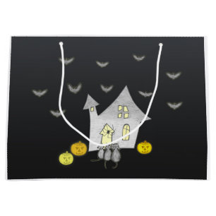 Halloween House, Schwarze Katzen, Fledermäuse, Kür Große Geschenktüte