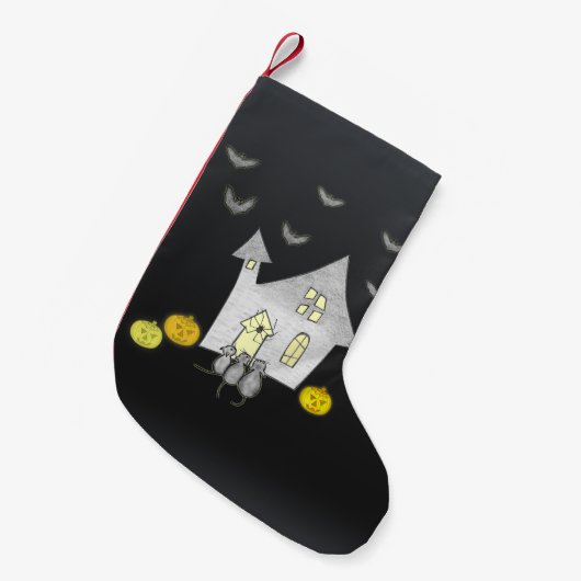 Halloween House, Schwarze Katzen, Fledermäuse, Kür Kleiner Weihnachtsstrumpf (Vorderansicht (hängend))