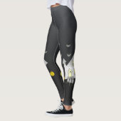 Halloween House, Schwarze Katzen, Fledermäuse, Kür Leggings (Links)