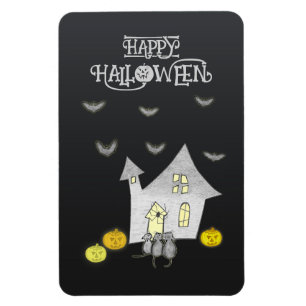 Halloween House, Schwarze Katzen, Fledermäuse, Kür Magnet