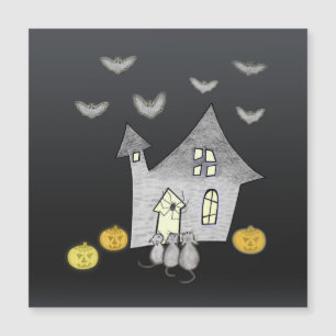 Halloween House, Schwarze Katzen, Fledermäuse, Kür Magnetkarte
