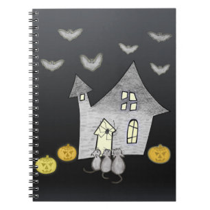 Halloween House, Schwarze Katzen, Fledermäuse, Kür Notizblock