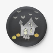 Halloween House, Schwarze Katzen, Fledermäuse, Kür Pappteller (Vorderseite)