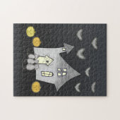 Halloween House, Schwarze Katzen, Fledermäuse, Kür Puzzle (Horizontal)