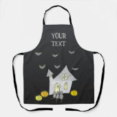 Halloween House, Schwarze Katzen, Fledermäuse, Kür Schürze (Vorderseite)