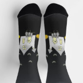 Halloween House, Schwarze Katzen, Fledermäuse, Kür Socken (Oben)