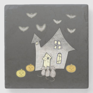 Halloween House, Schwarze Katzen, Fledermäuse, Kür Steinuntersetzer