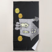 Halloween House, Schwarze Katzen, Fledermäuse, Kür Strandtuch (Vorderseite)