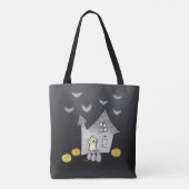 Halloween House, Schwarze Katzen, Fledermäuse, Kür Tasche (Rückseite)