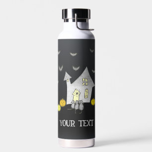 Halloween House, Schwarze Katzen, Fledermäuse, Kür Trinkflasche
