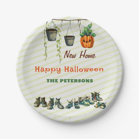 Halloween Housewarming Party Gremlin Shoes Pflanze Pappteller (Vorderseite)