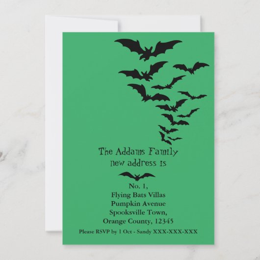 Halloween Housewarming Party und neue Adresse Ankündigung (Rückseite)