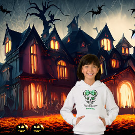 Halloween Hübsch Skull Green Bow personalisieren Hoodie