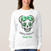 Halloween Hübsch Skull Green Bow personalisieren Sweatshirt (Vorderseite)