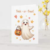 Halloween hübsches Mädchen Süßes oder Saures süßes Karte (Gelbe Blume)