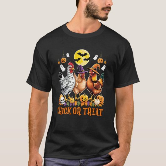 Halloween Huhn Hexe Küken Oder Grusel Meere T-Shirt (Vorderseite)