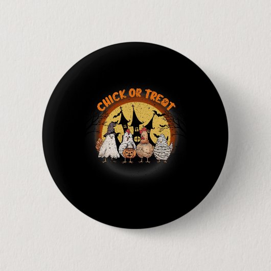 Halloween-Hühnchen-Skelettküken oder Leckerei-Spoo Button (Vorderseite)