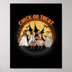 Halloween-Hühnchen-Skelettküken oder Leckerei-Spoo Poster