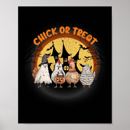 Halloween-Hühnchen-Skelettküken oder Leckerei-Spoo Poster (Vorne)