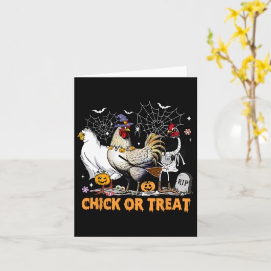 Halloween Hühnenkürbchen oder Leckerei Spooky Se Karte (Gelbe Blume)