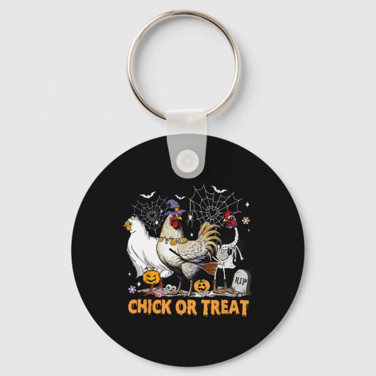 Halloween Hühnenkürbchen oder Leckerei Spooky Se Schlüsselanhänger (Vorderseite)