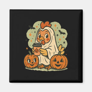 Halloween-Hühner-Geisterkostüm Retro-T-Shirt Hahn  Magnet