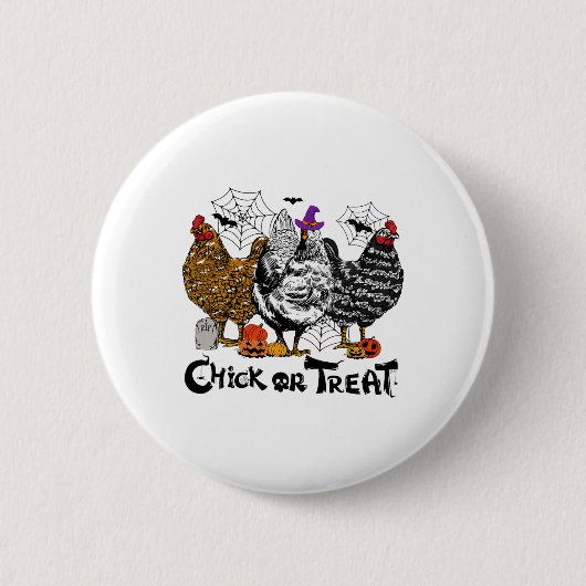 Halloween Hühnerkind oder Leckerei Spooky Jahresze Button (Vorderseite)