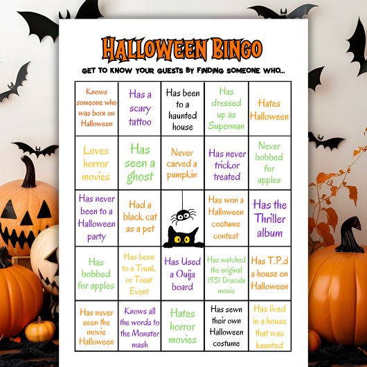Halloween Human Bingo Ice Breaker Game Card Einladung