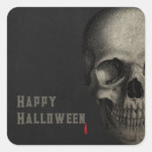 Halloween Human Skull Spooky Quadratischer Aufkleber (Vorderseite)