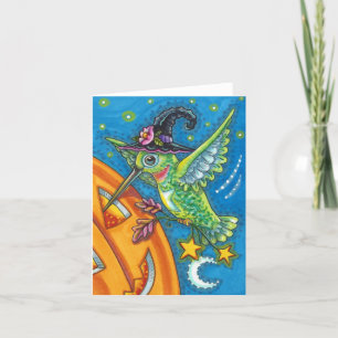 HALLOWEEN HUMMINGBIRD, KÜRBISLATERNE WHIMSY Blank Karte