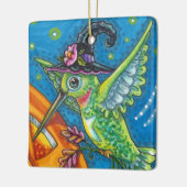 HALLOWEEN HUMMINGBIRD, KÜRBISLATERNE WHIMSY Blank Keramikornament (Links)