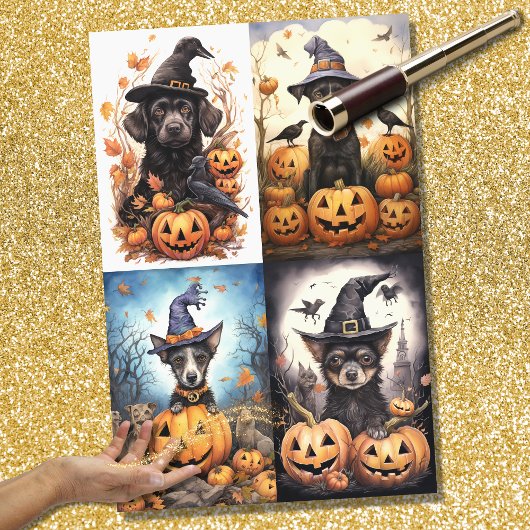 Halloween Hund 1 Collage Decoupage Paper Seidenpapier