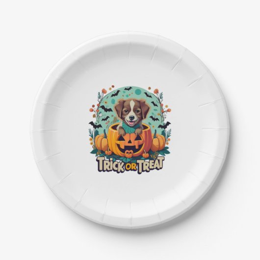 Halloween Hund 1 Pappteller (Vorderseite)