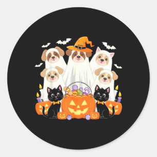 Halloween-Hund als Geist verkleidet Halloween-Hund Runder Aufkleber