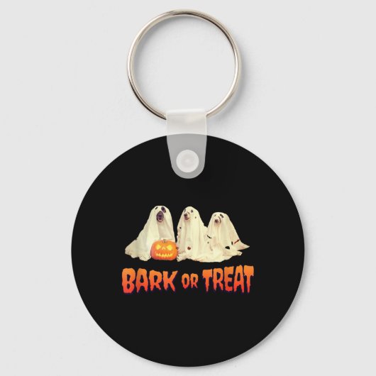 Halloween Hund bellt oder behandelt Schlüsselanhänger (Vorderseite)