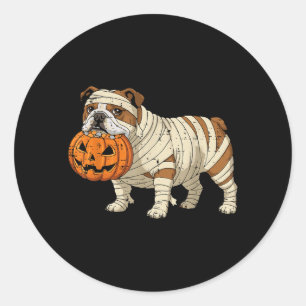 Halloween-Hund-Englisch-Bulldogge-Mumien-Kostüm He Runder Aufkleber