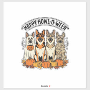 Halloween Hund Glückliches Howl-O-Ween Vintage Deu Aufkleber