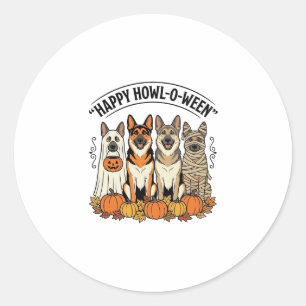 Halloween Hund Glückliches Howl-O-Ween Vintage Deu Runder Aufkleber