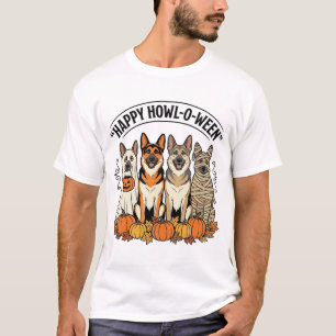 Halloween Hund Glückliches Howl-O-Ween Vintage Deu T-Shirt
